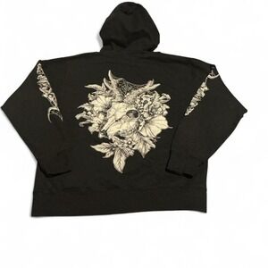 Independent Trading Co Skull Floral Graphic Hoodie Black Size M